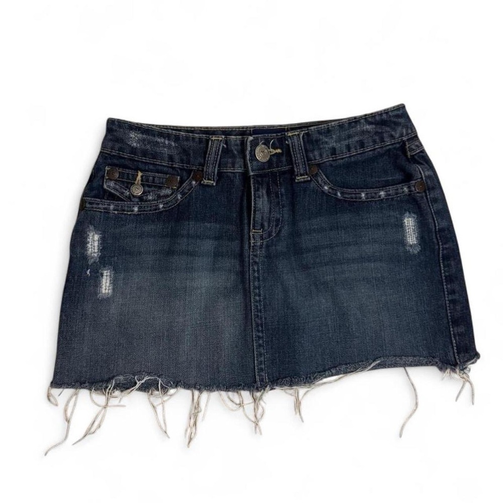 Aeropostale Dark Wash Distressed Denim Mini Skirt